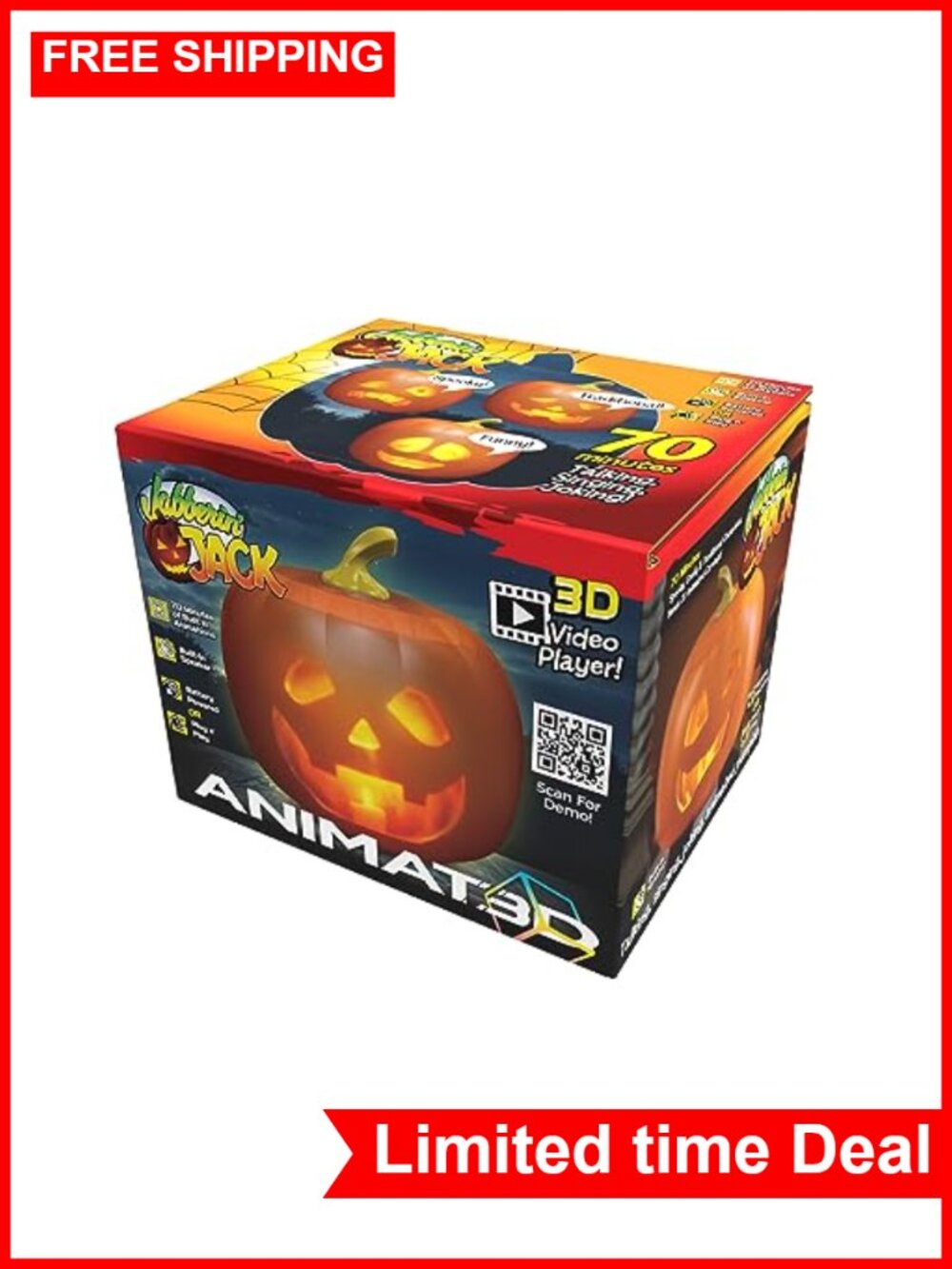 Talking Animated Pumpkin with Built-in Projector & Speaker, 8.3 Inch